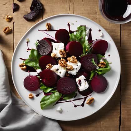 Beetroot, goat's cheese and walnut salad
