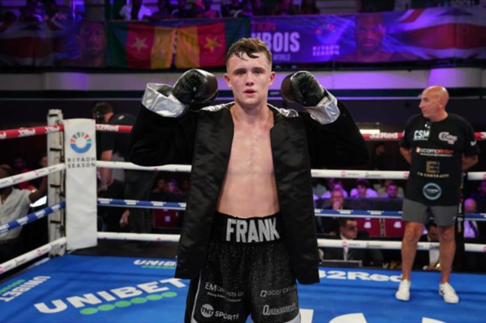 Frankie Wood with gloves up in the ring
