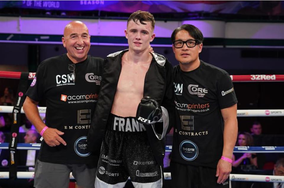 Frankie Wood with his corner team after a fight