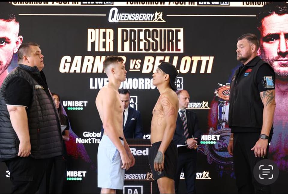 Frankie Wood face-off at weigh-in