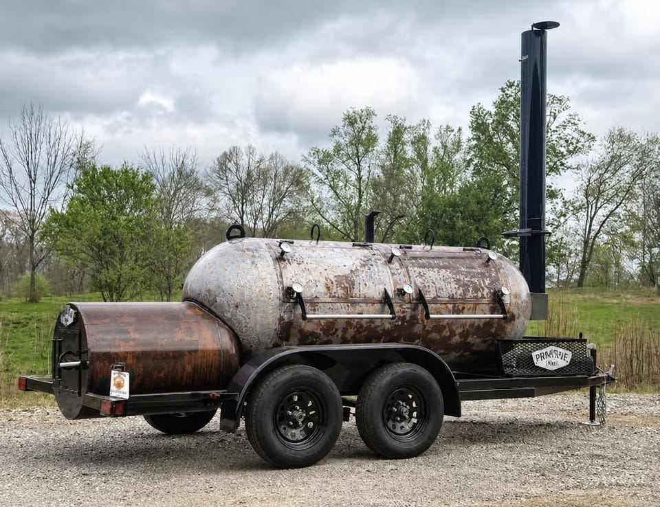 Wilson's BBQ 500 gallon Primitive Pits offset smoker trailer