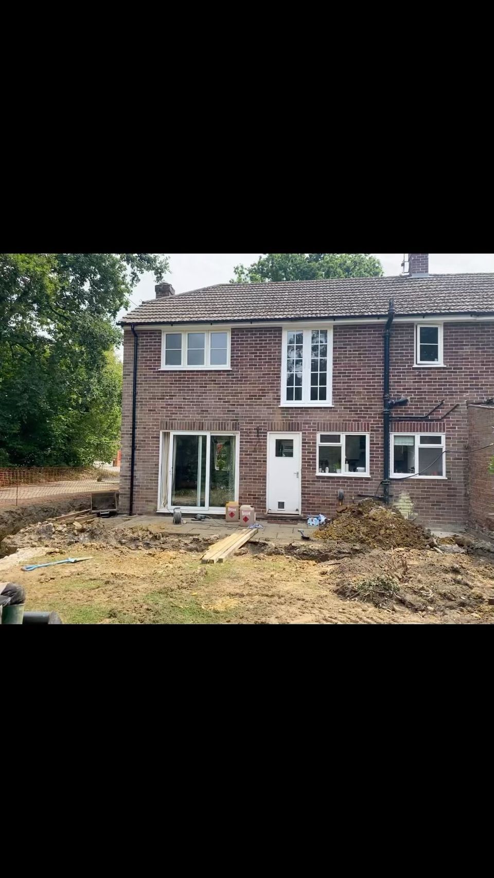 Rear extension under construction on a semi-detached house